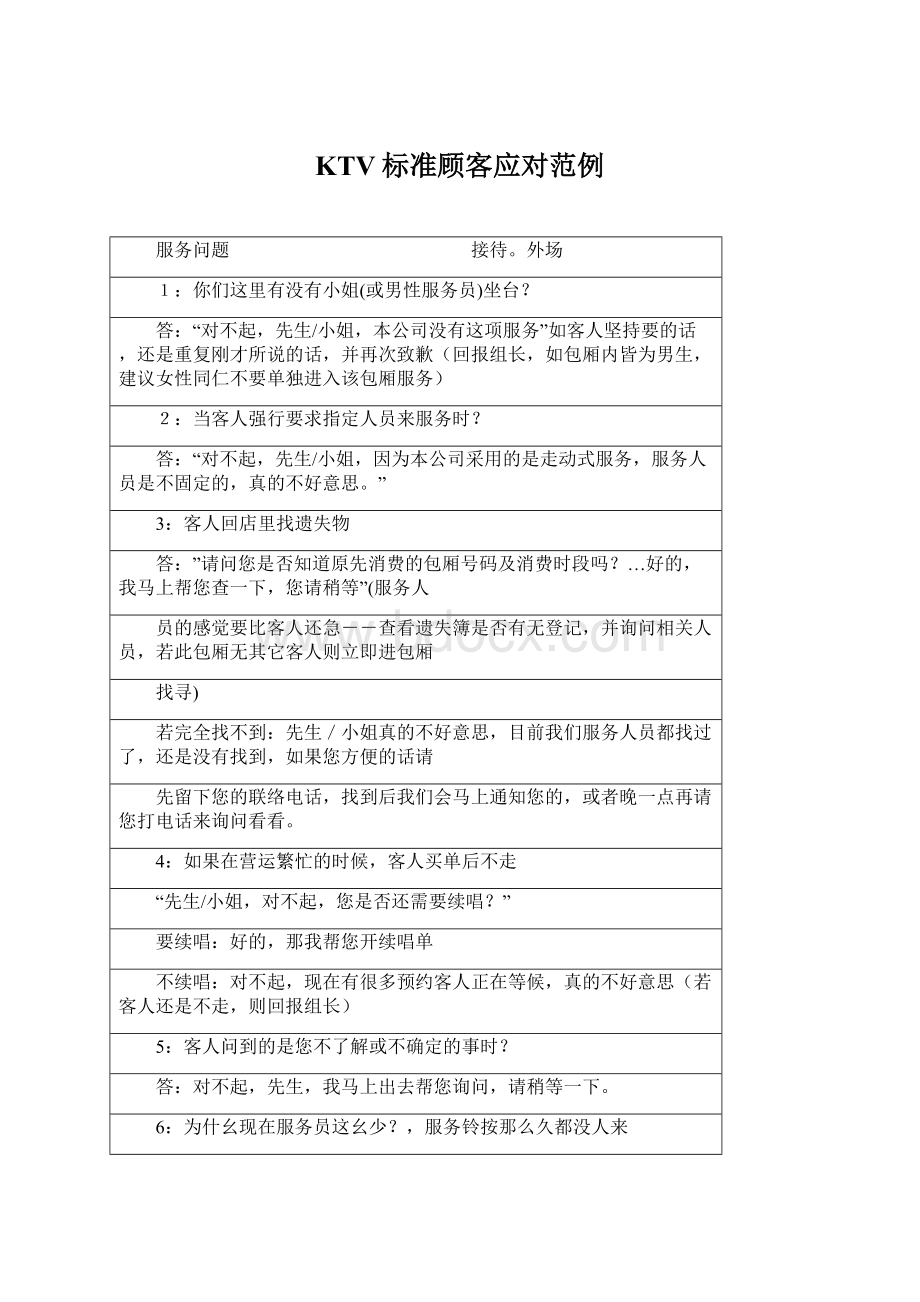 KTV标准顾客应对范例Word格式文档下载.docx_第1页