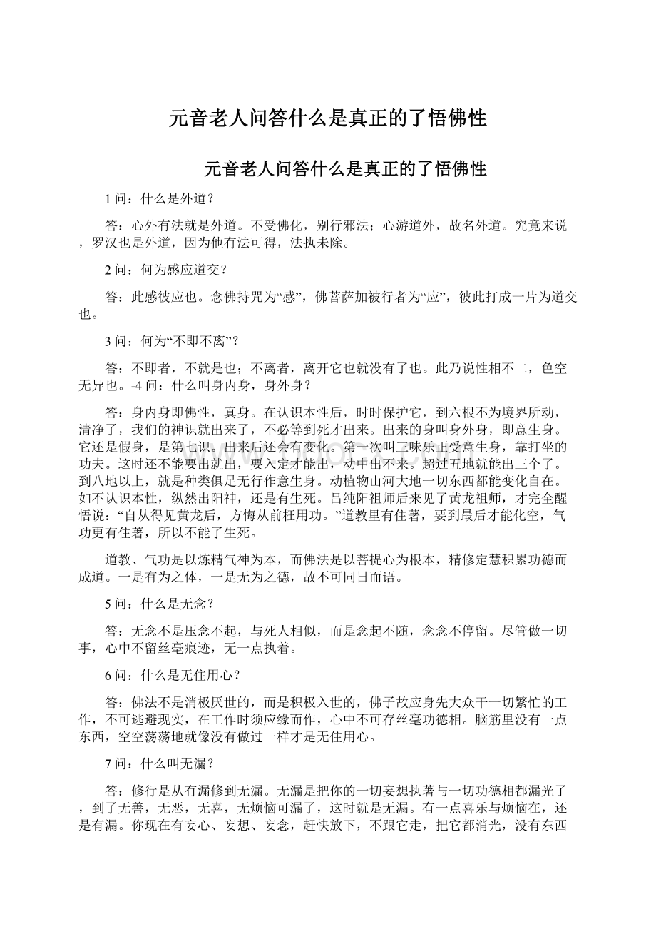 元音老人问答什么是真正的了悟佛性.docx