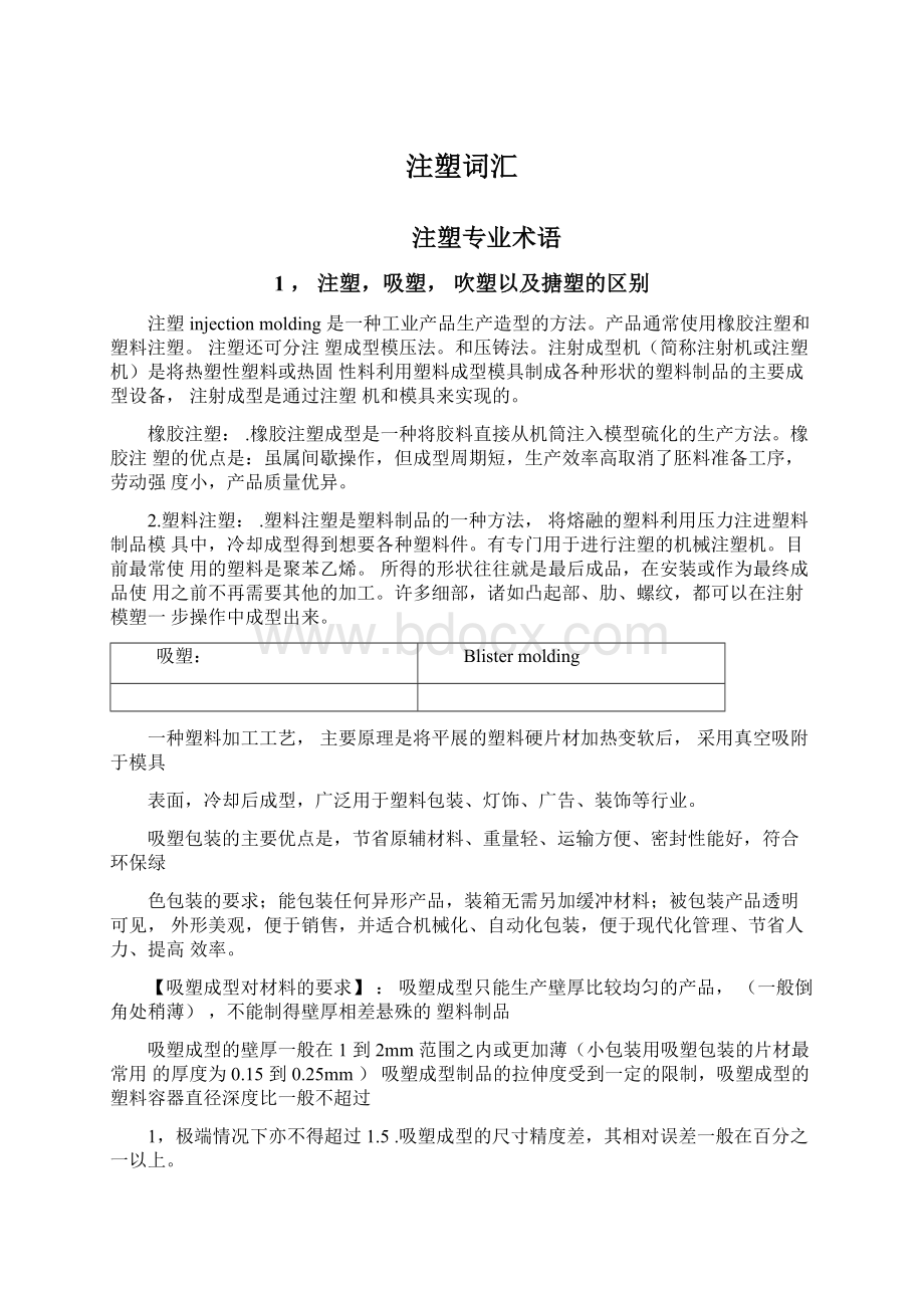 注塑词汇Word文档下载推荐.docx_第1页