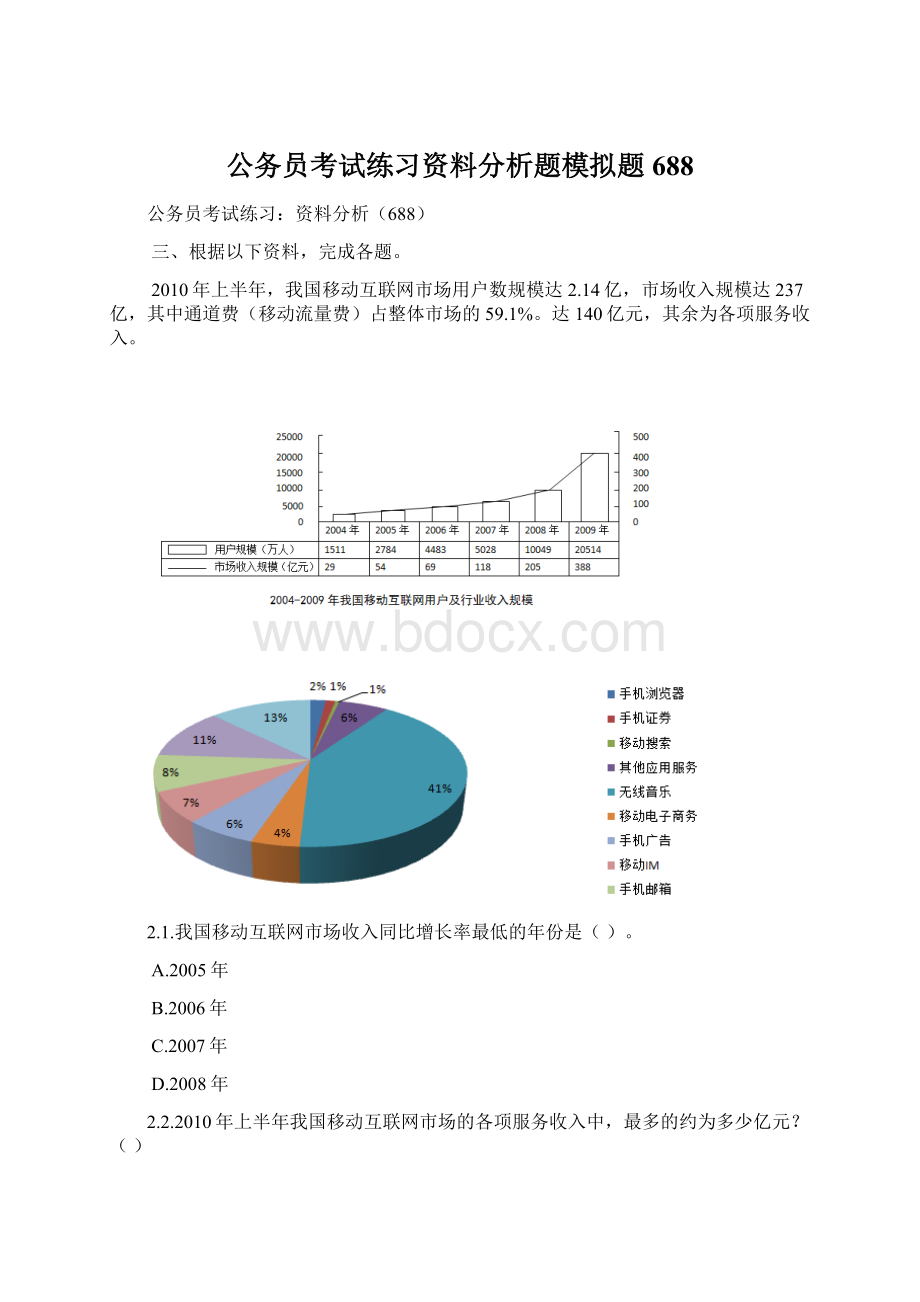 公务员考试练习资料分析题模拟题688Word文档下载推荐.docx