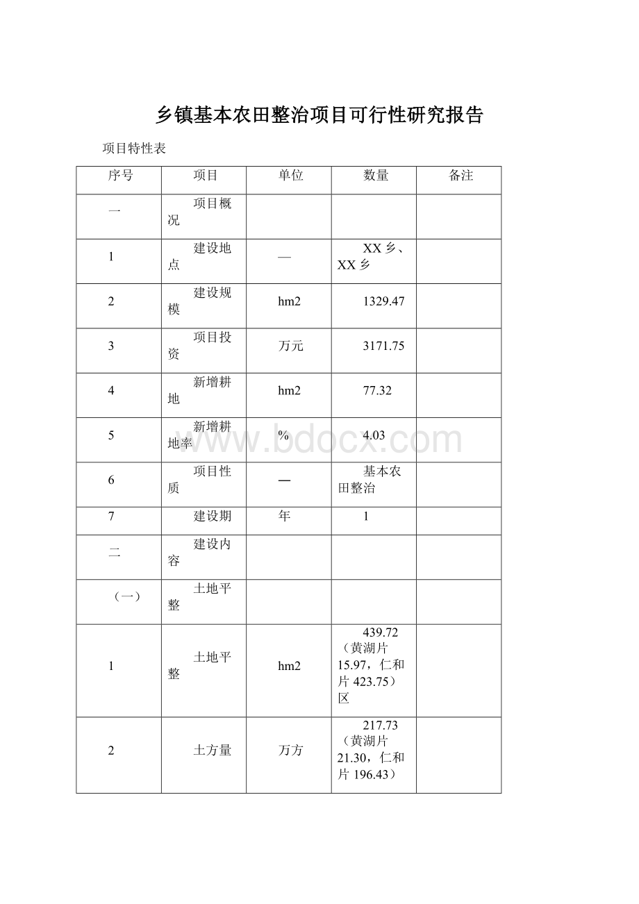 乡镇基本农田整治项目可行性研究报告Word格式.docx_第1页