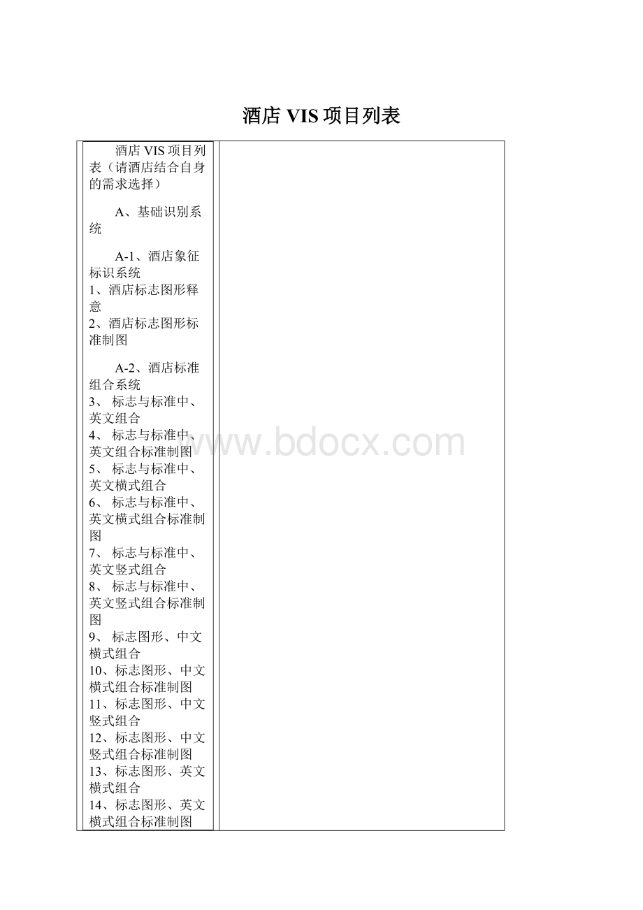 酒店VIS项目列表.docx