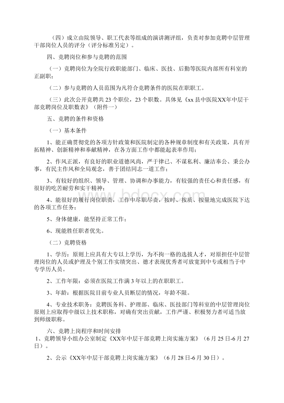 医院中层干部竞聘上岗实施方案docWord下载.docx_第2页