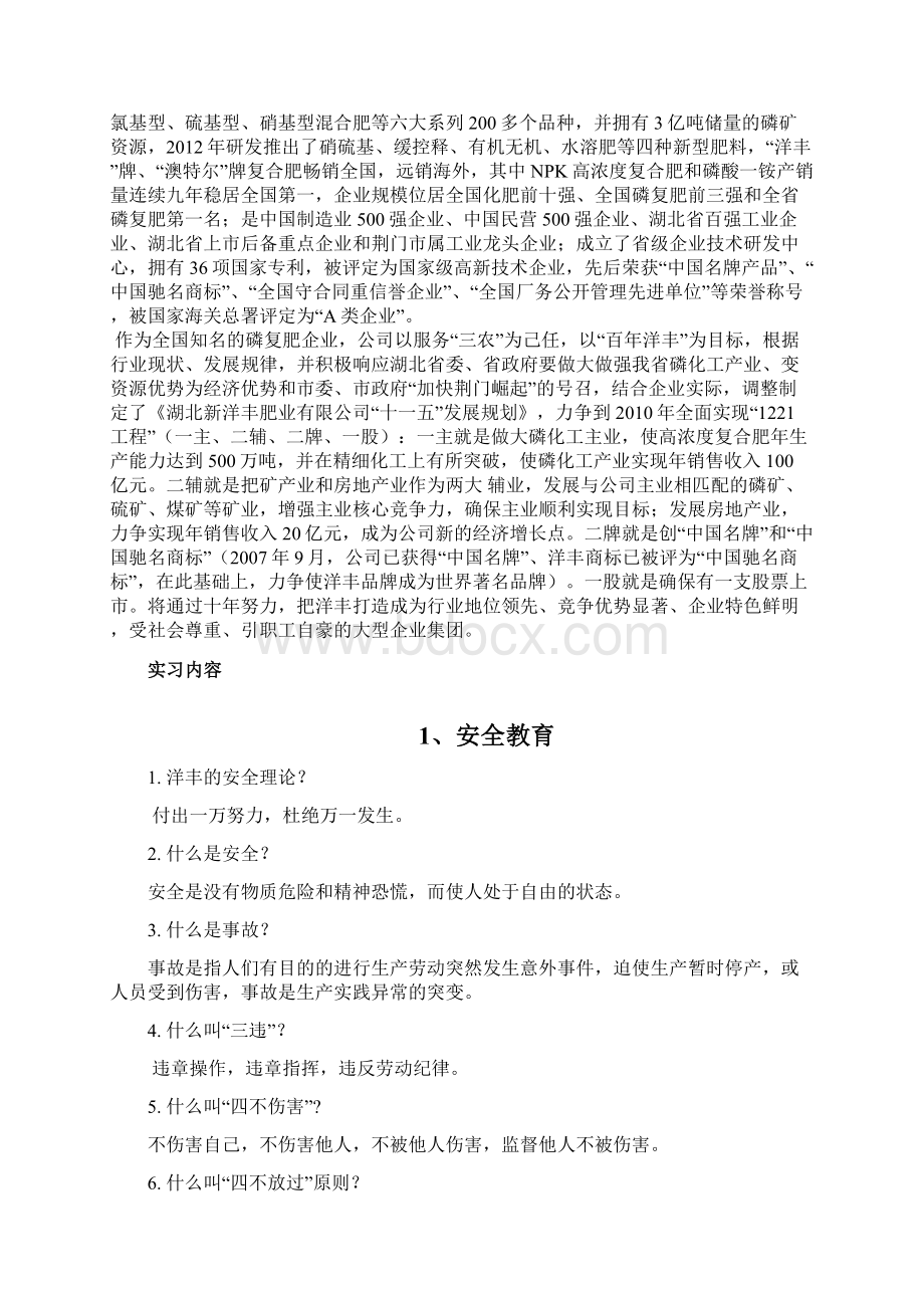 湖北洋丰硫酸一线生产实习报告.docx_第3页