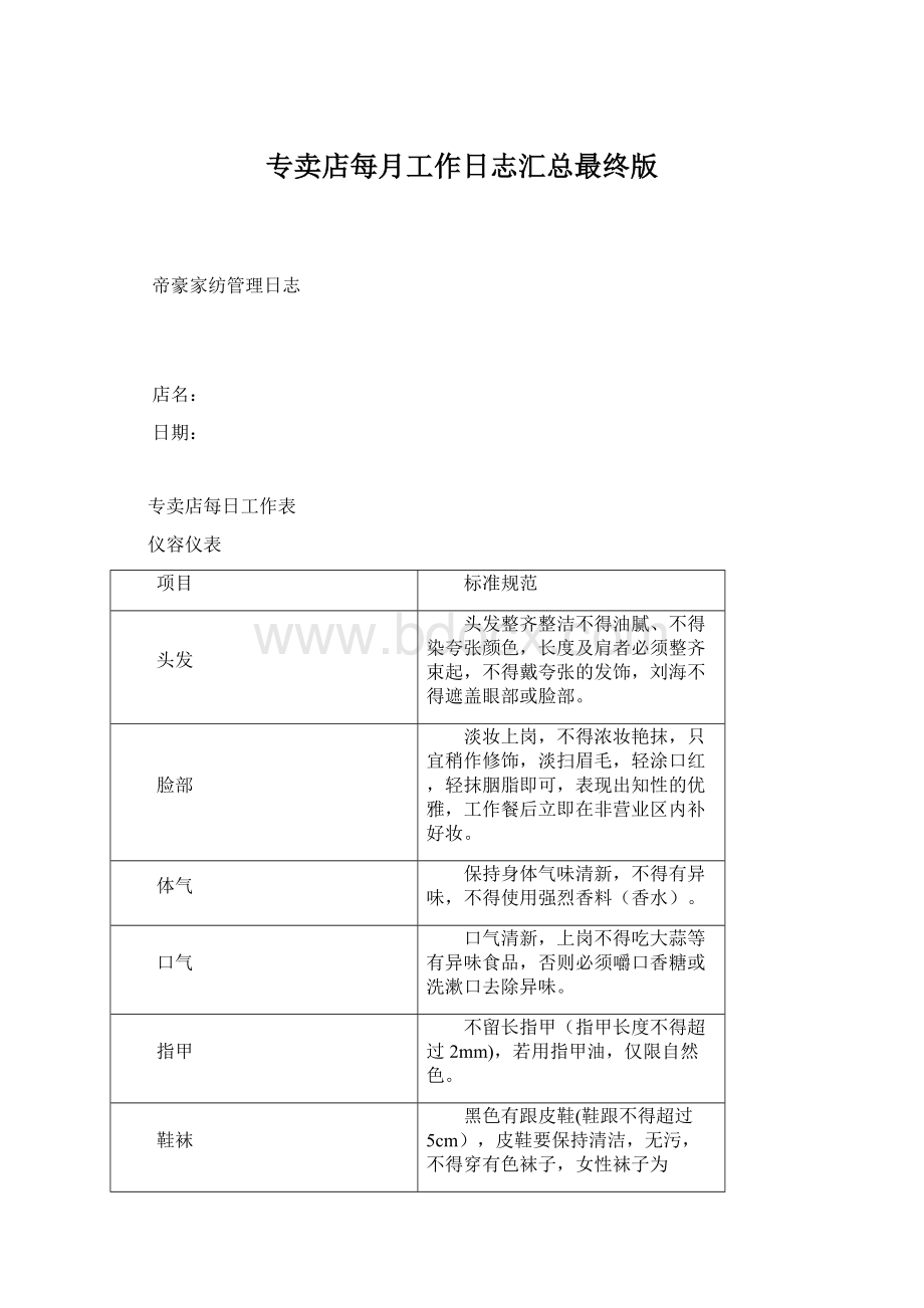 专卖店每月工作日志汇总最终版Word格式文档下载.docx