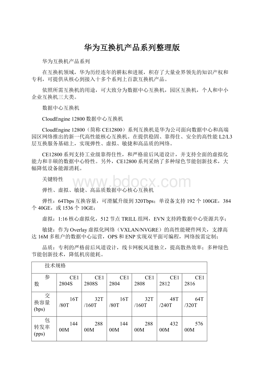 华为互换机产品系列整理版.docx_第1页