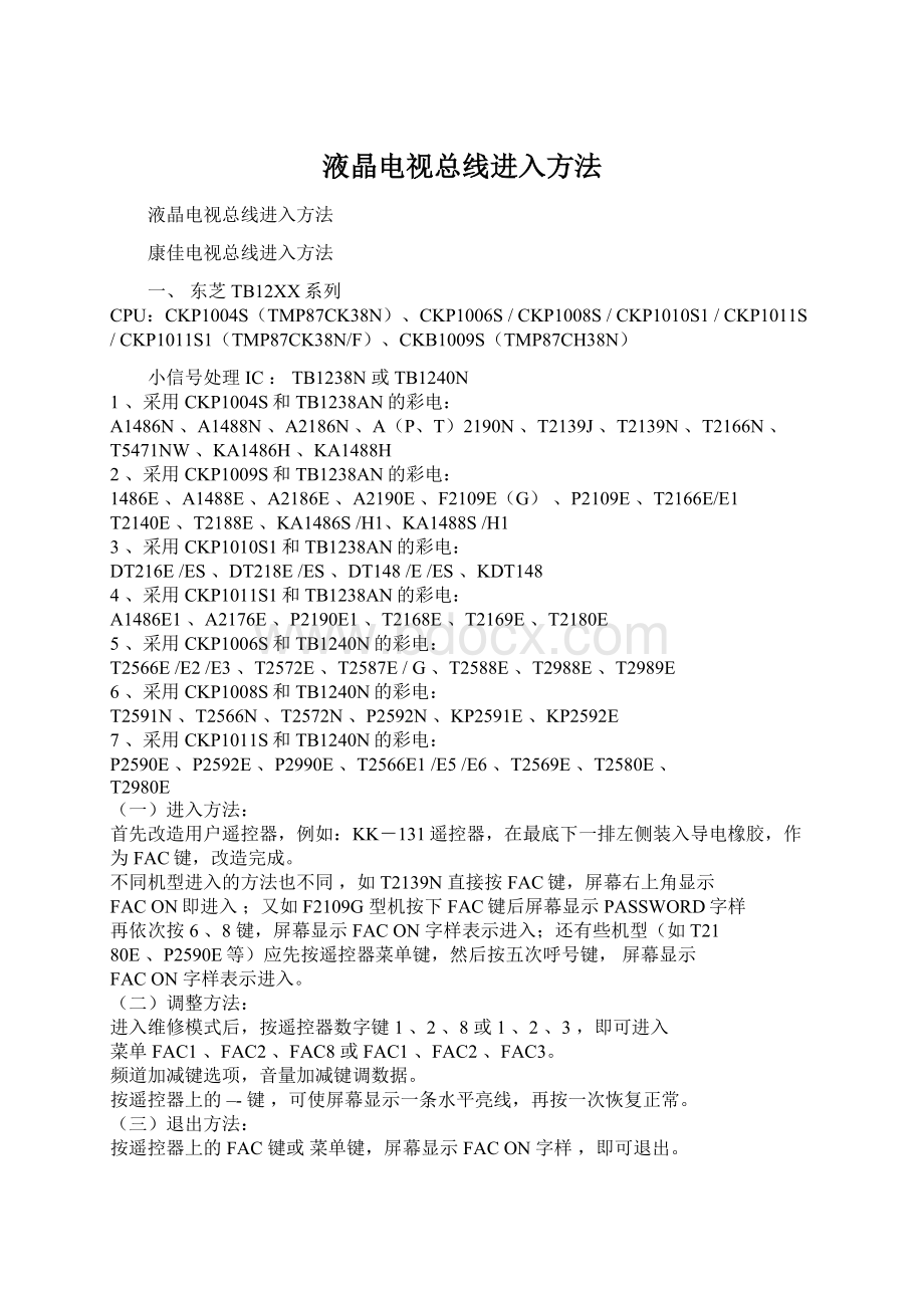 液晶电视总线进入方法.docx