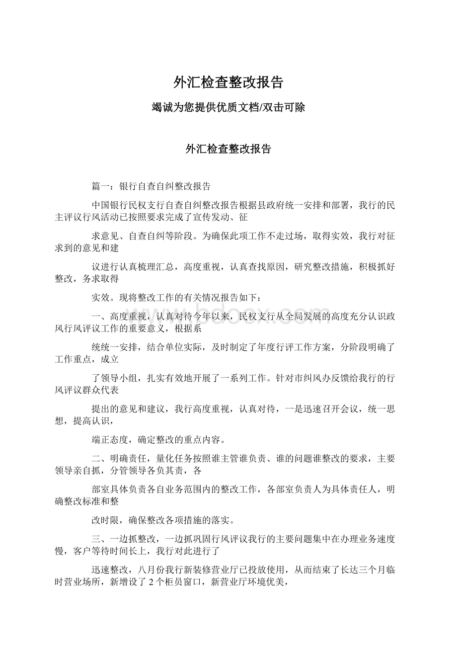 外汇检查整改报告Word格式.docx_第1页