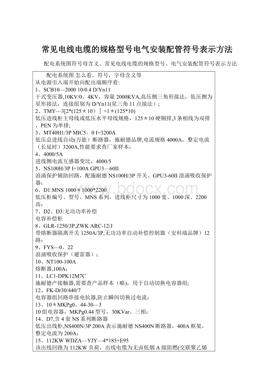 常见电线电缆的规格型号电气安装配管符号表示方法.docx_第1页