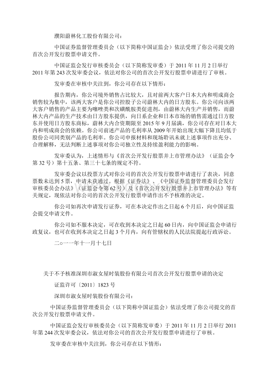 证监会公布企业IPO被否审核批复Word下载.docx_第3页