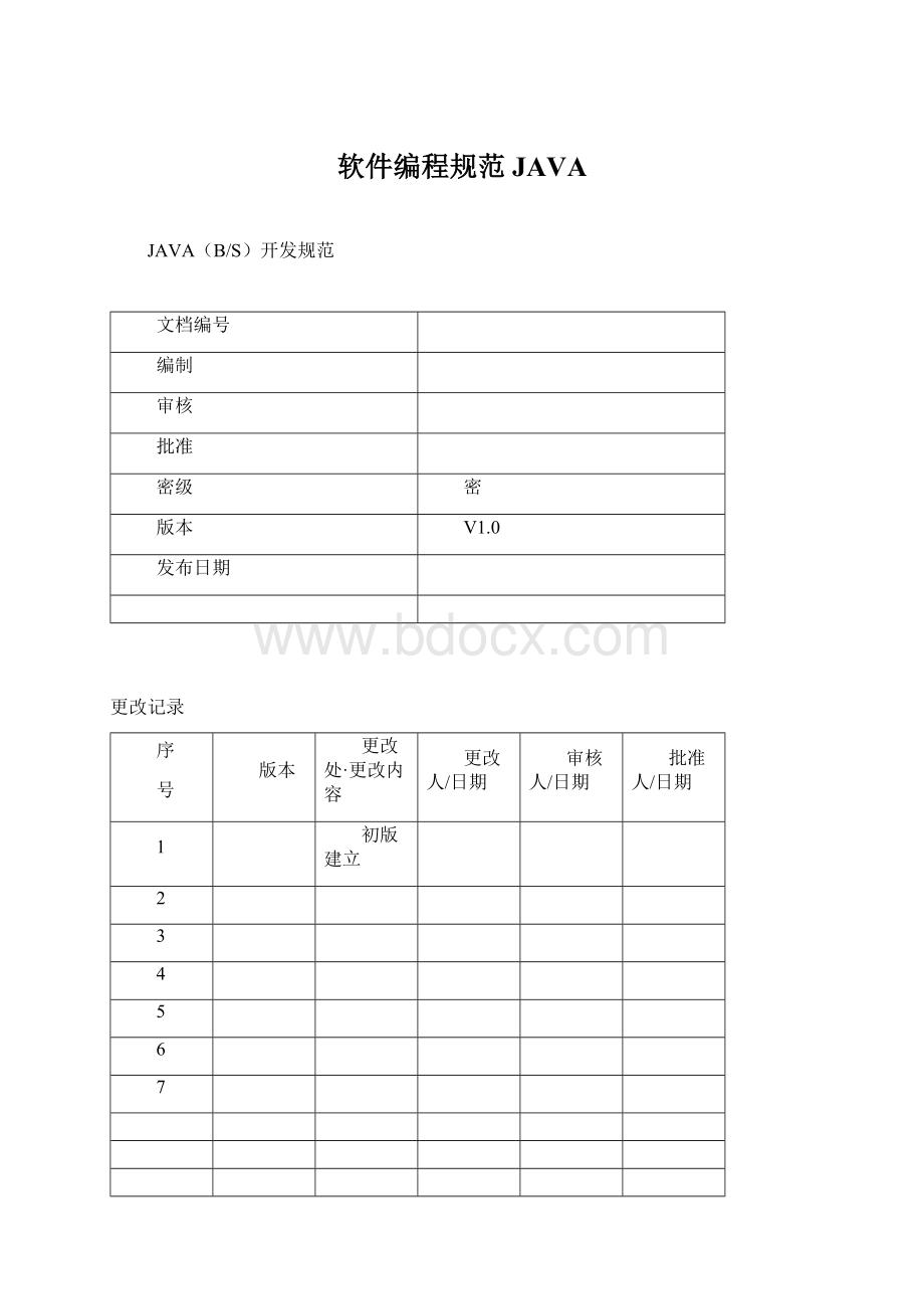 软件编程规范JAVA.docx