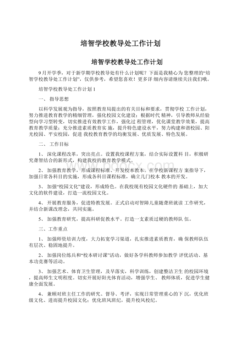 培智学校教导处工作计划.docx_第1页