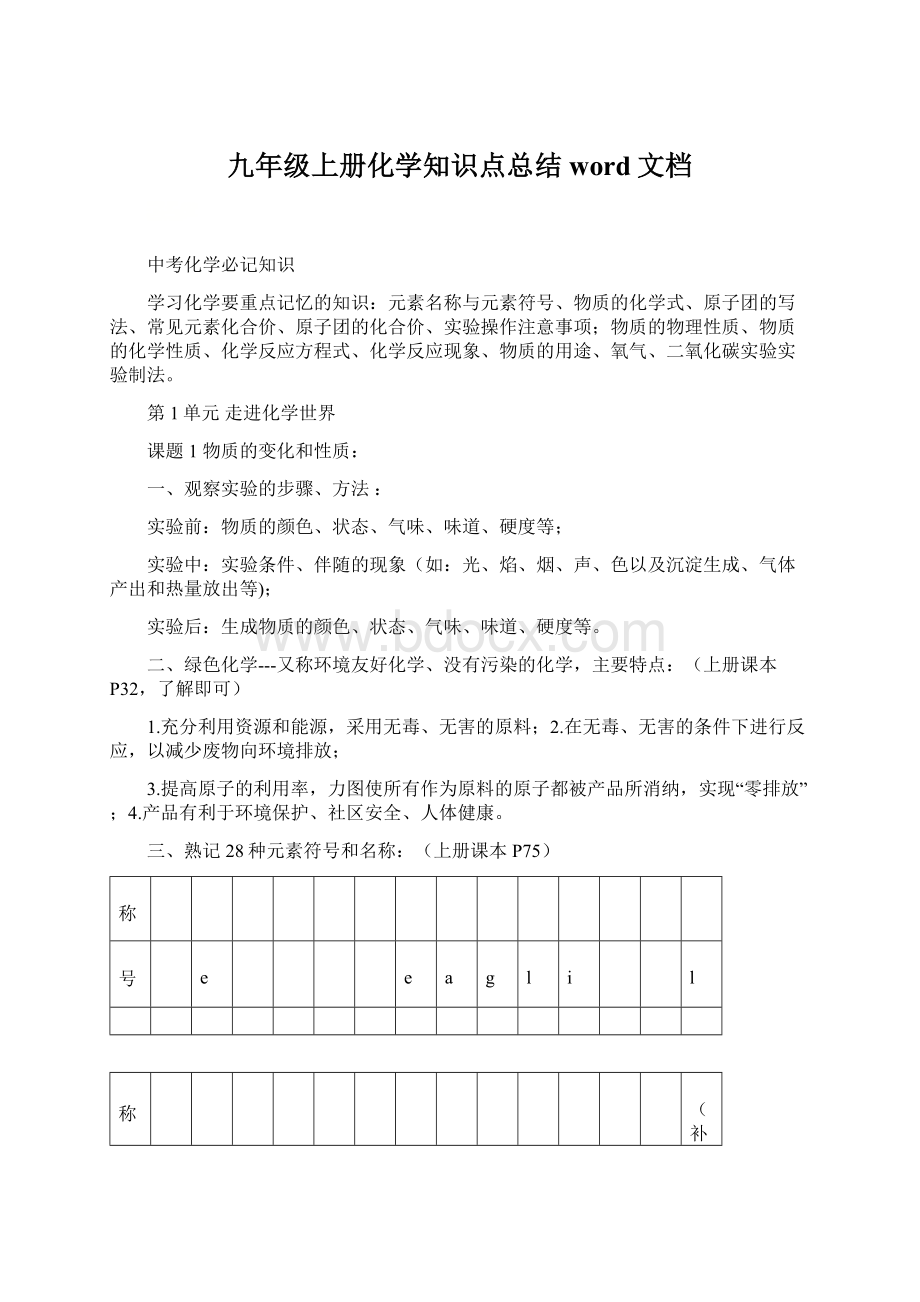 九年级上册化学知识点总结word文档Word文件下载.docx