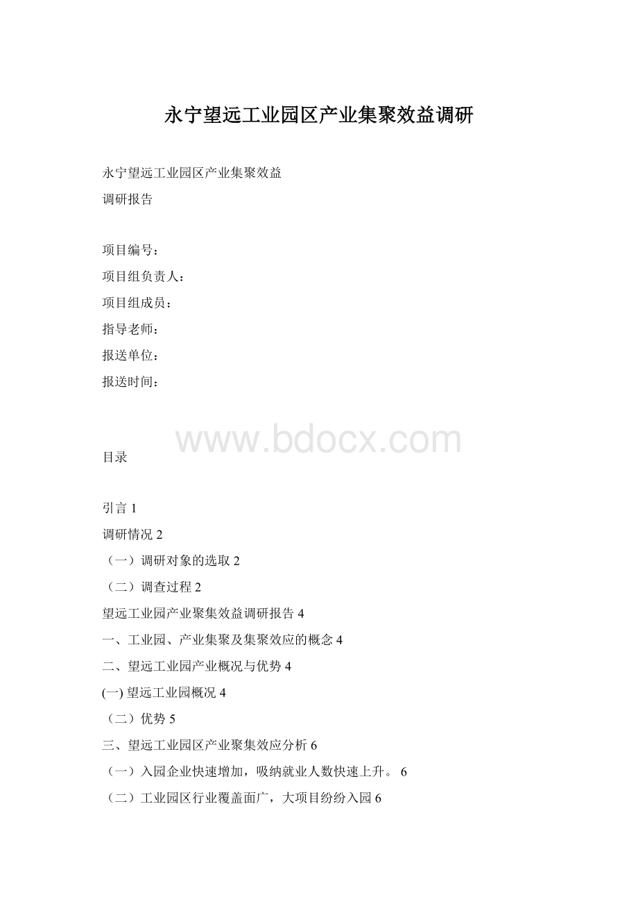 永宁望远工业园区产业集聚效益调研.docx