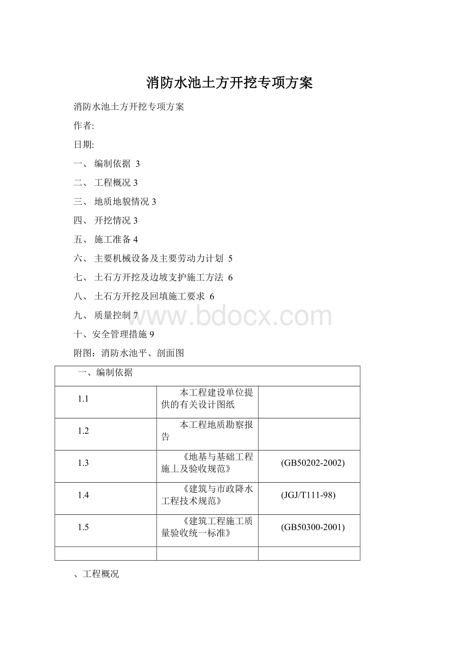 消防水池土方开挖专项方案.docx