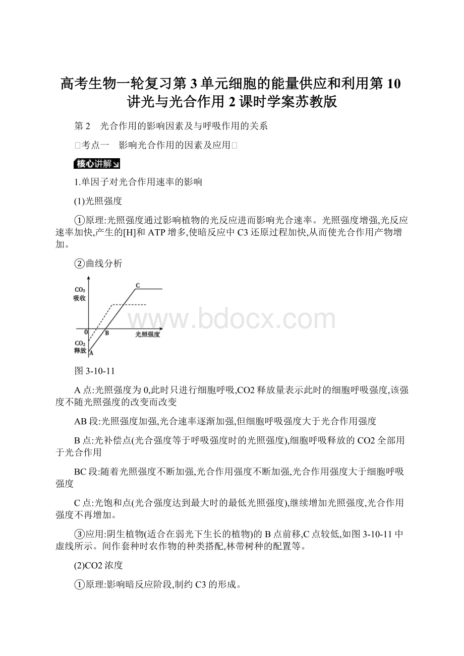 高考生物一轮复习第3单元细胞的能量供应和利用第10讲光与光合作用2课时学案苏教版Word文档下载推荐.docx