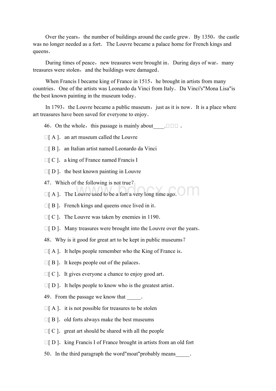 高考英语对应阅读练习含答案解析.docx_第3页