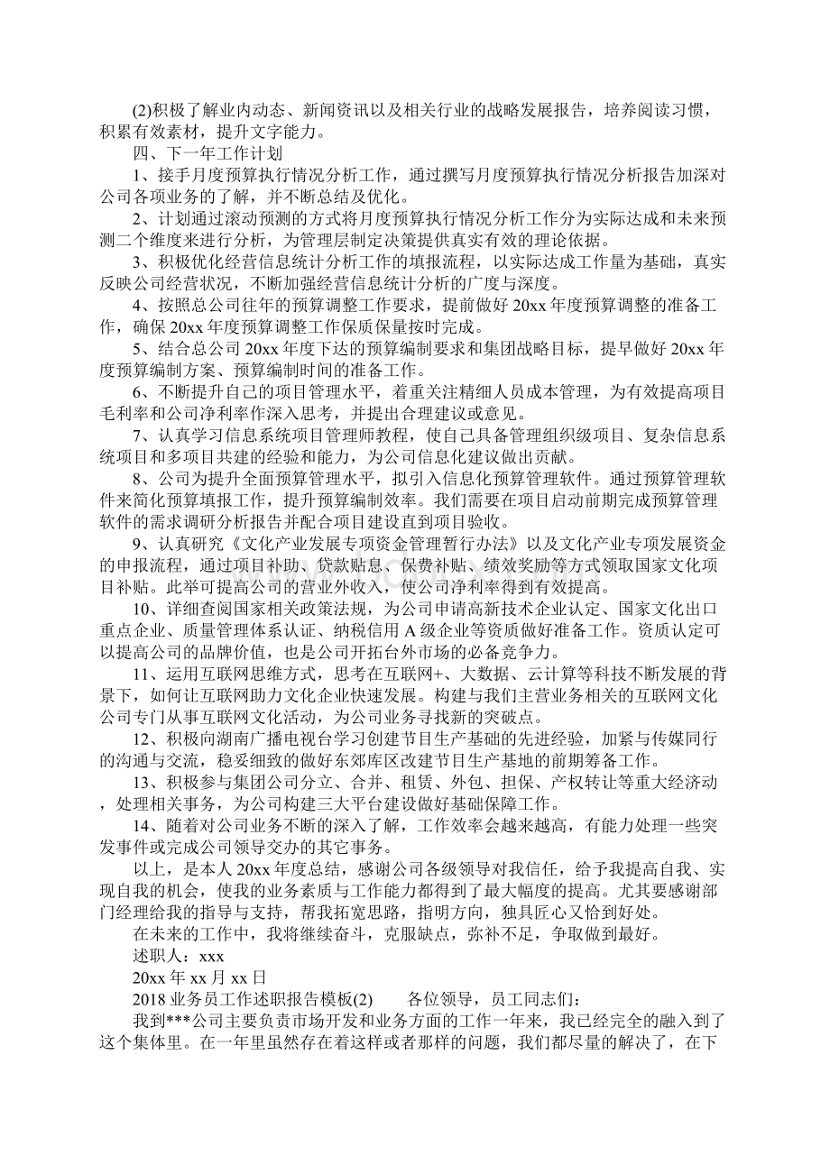 业务员工作述职报告模板文档格式.docx_第2页