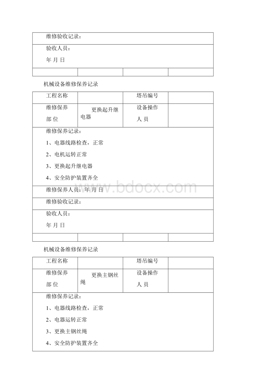 机械设备维修保养记录之欧阳体创编Word下载.docx_第3页