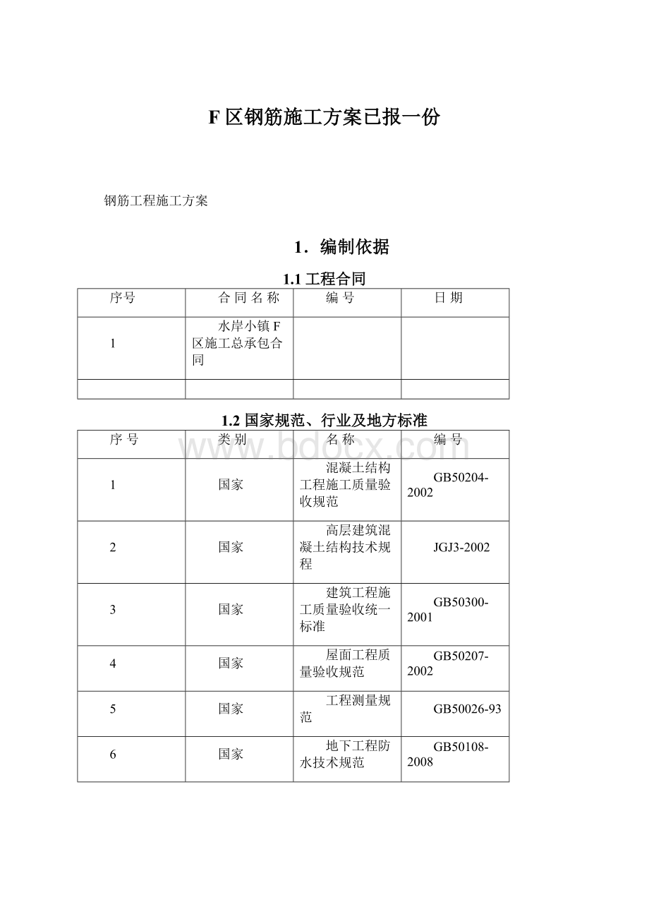 F区钢筋施工方案已报一份.docx