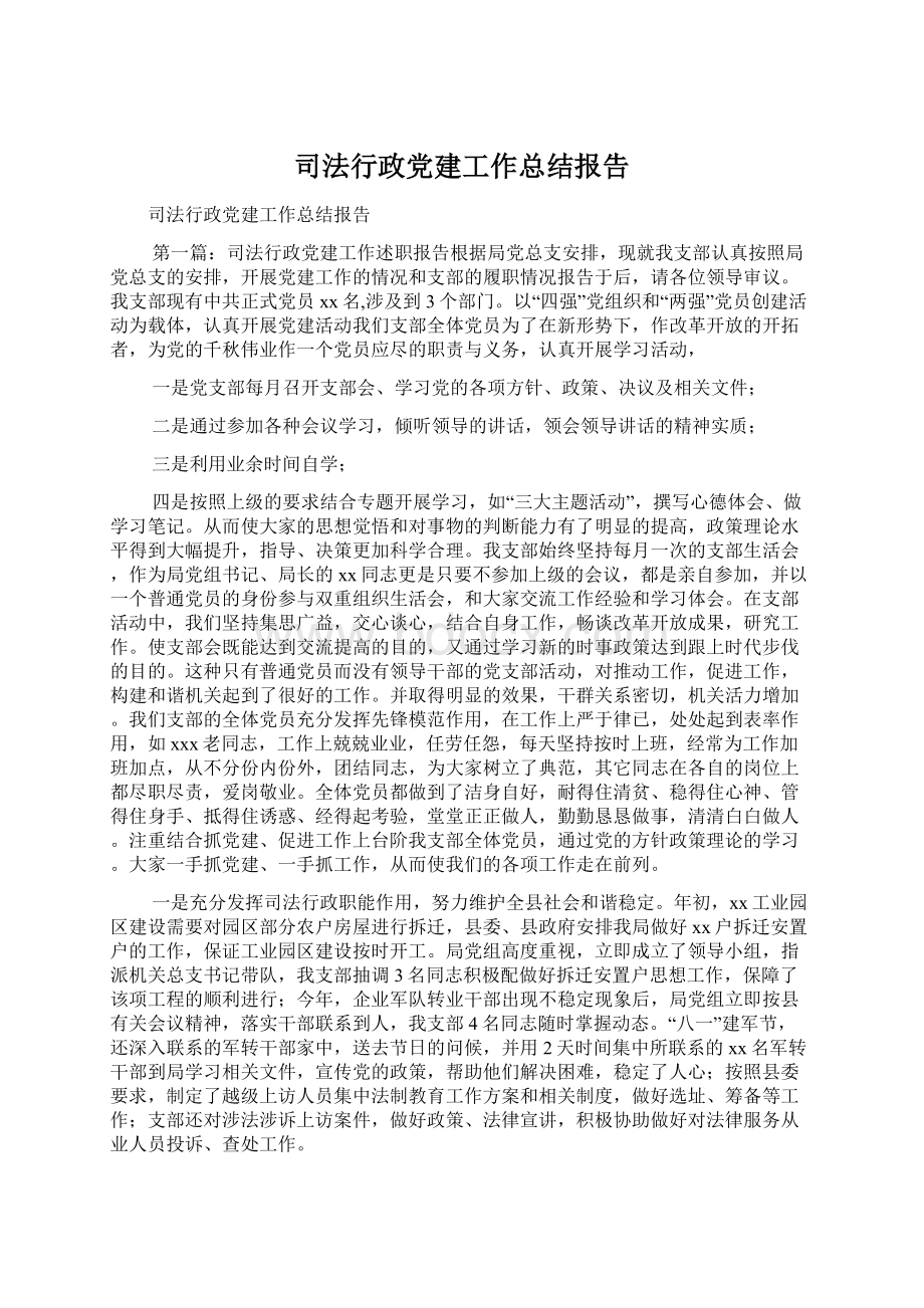 司法行政党建工作总结报告.docx