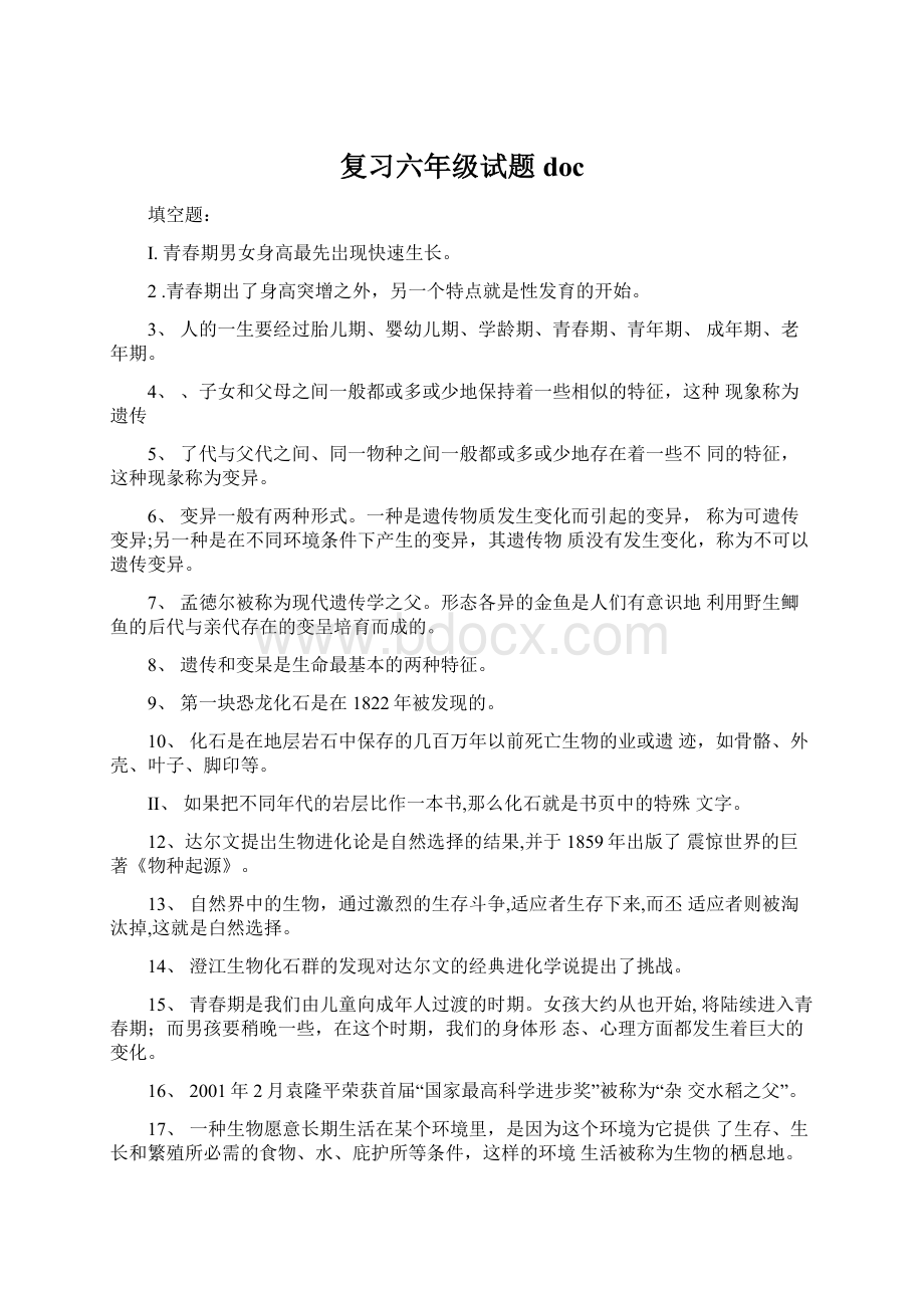 复习六年级试题doc.docx