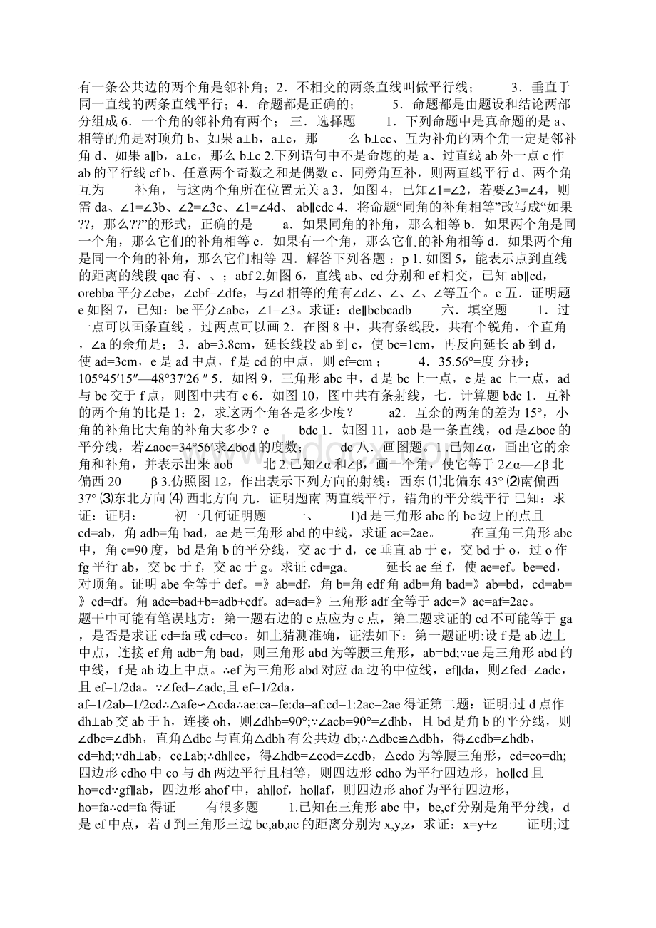 初一上册几何证明题精选多篇Word格式文档下载.docx_第2页