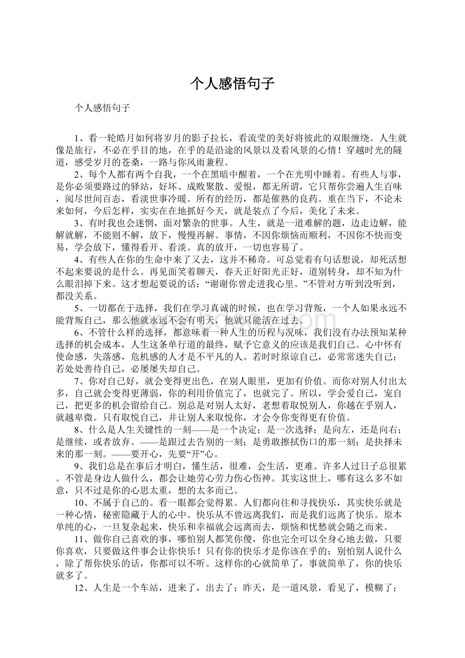 个人感悟句子Word文档下载推荐.docx_第1页