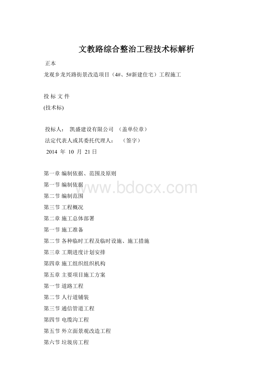 文教路综合整治工程技术标解析Word文件下载.docx