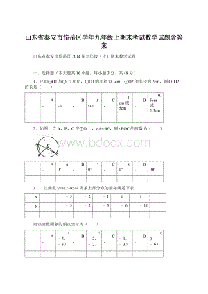 山东省泰安市岱岳区学年九年级上期末考试数学试题含答案Word文件下载.docx