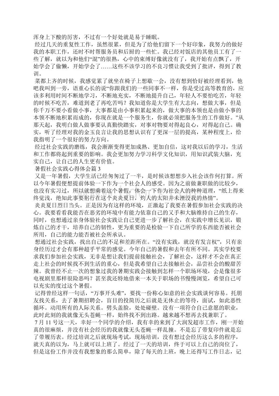 暑假社会实践心得体会模板合集九篇Word文件下载.docx_第2页