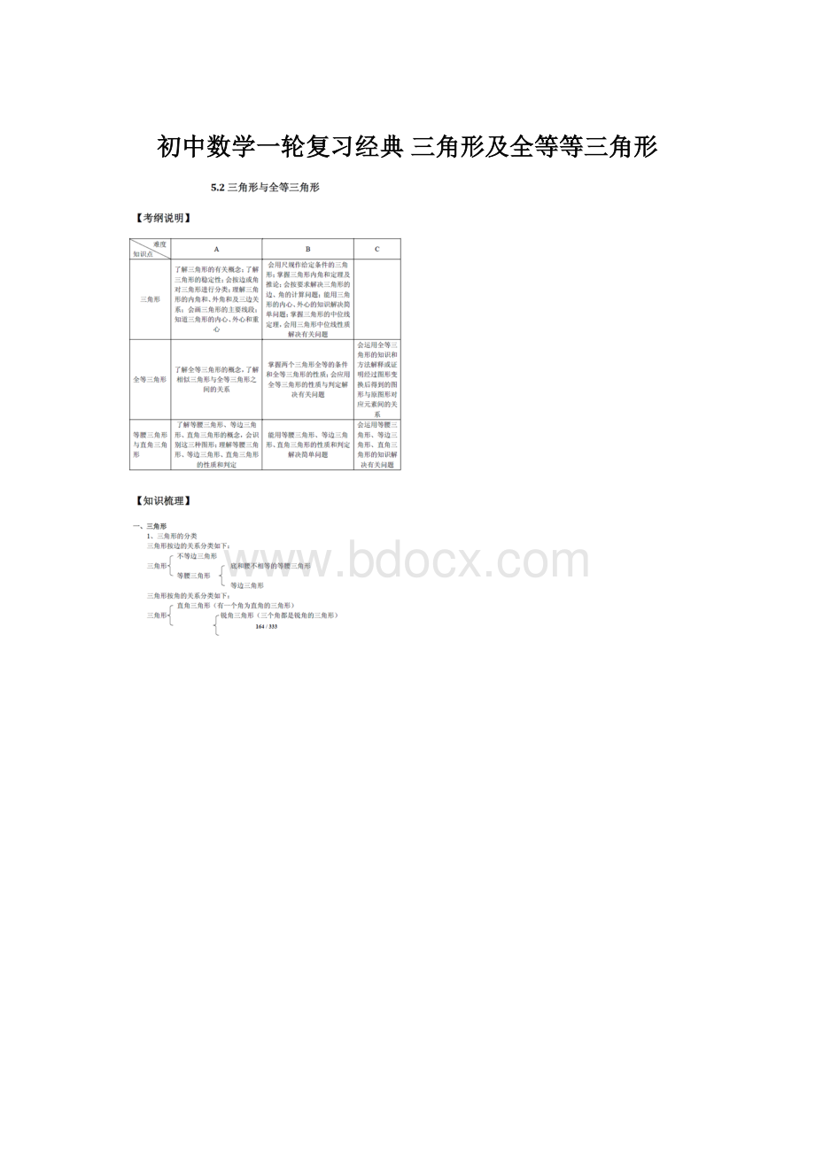 初中数学一轮复习经典 三角形及全等等三角形.docx_第1页