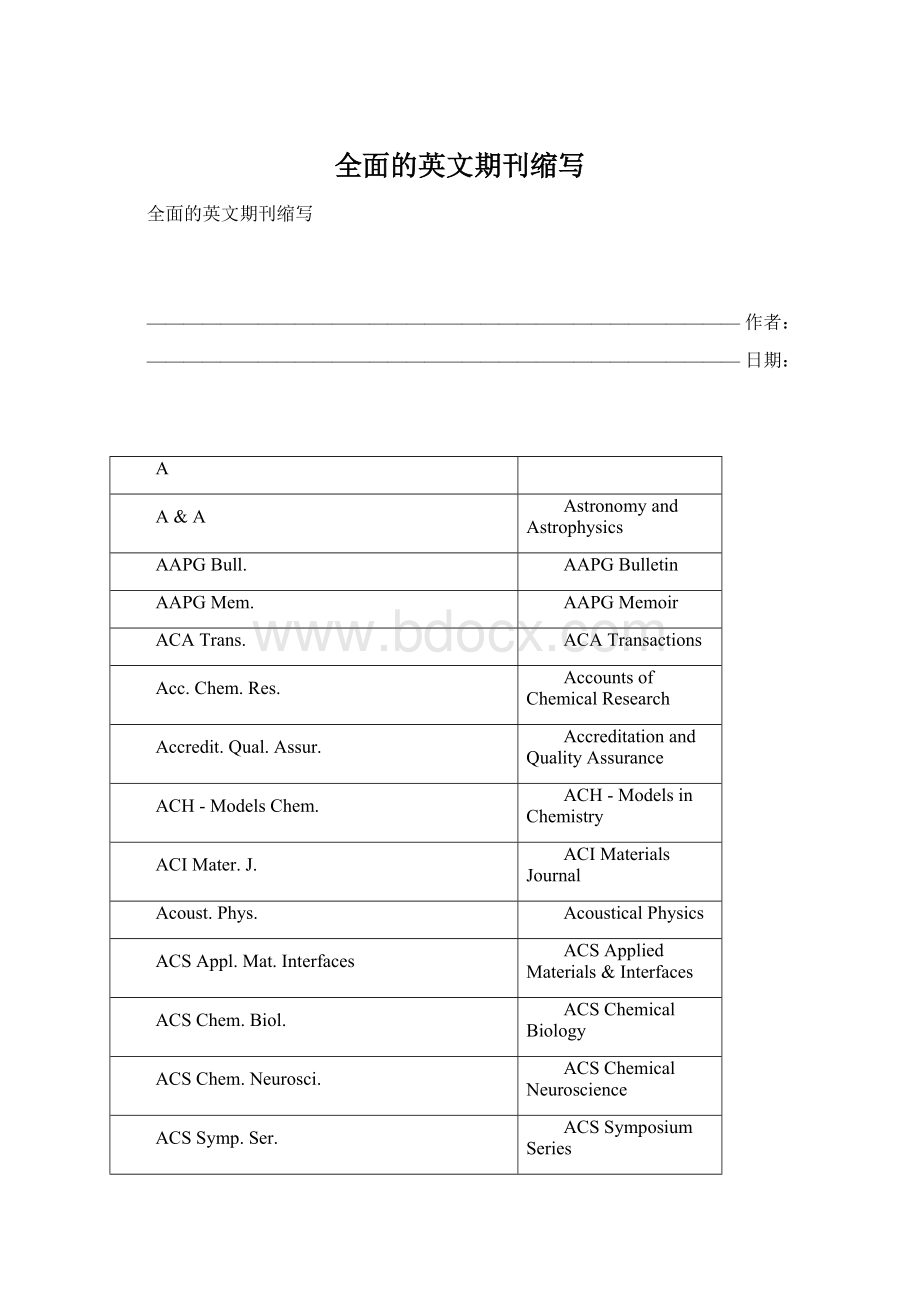 全面的英文期刊缩写.docx_第1页