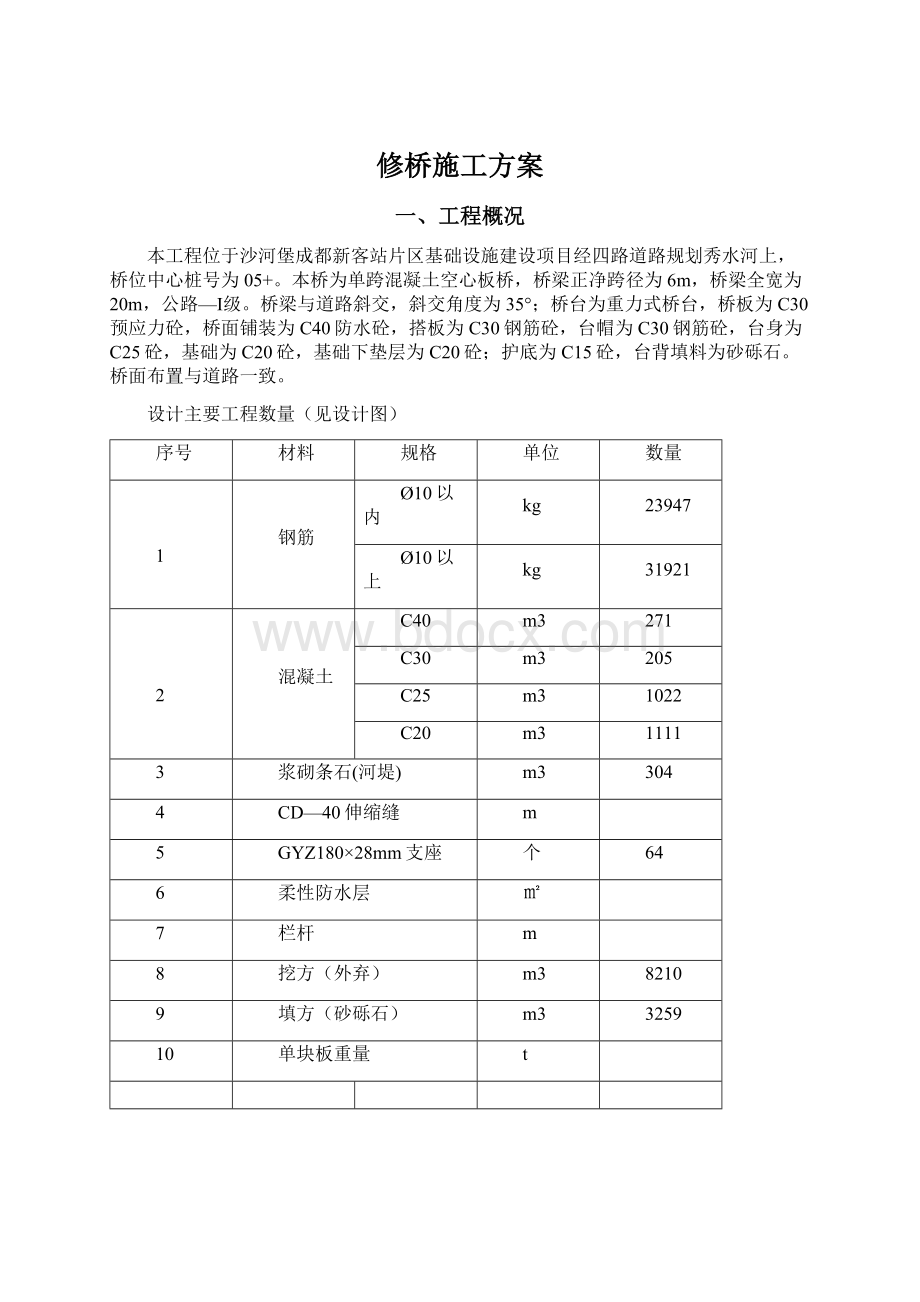 修桥施工方案Word格式文档下载.docx_第1页