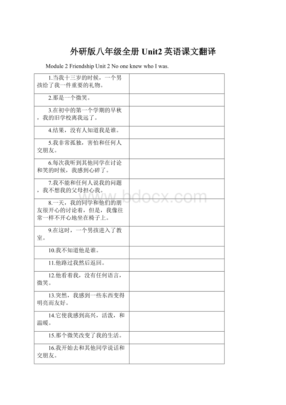 外研版八年级全册Unit2英语课文翻译.docx