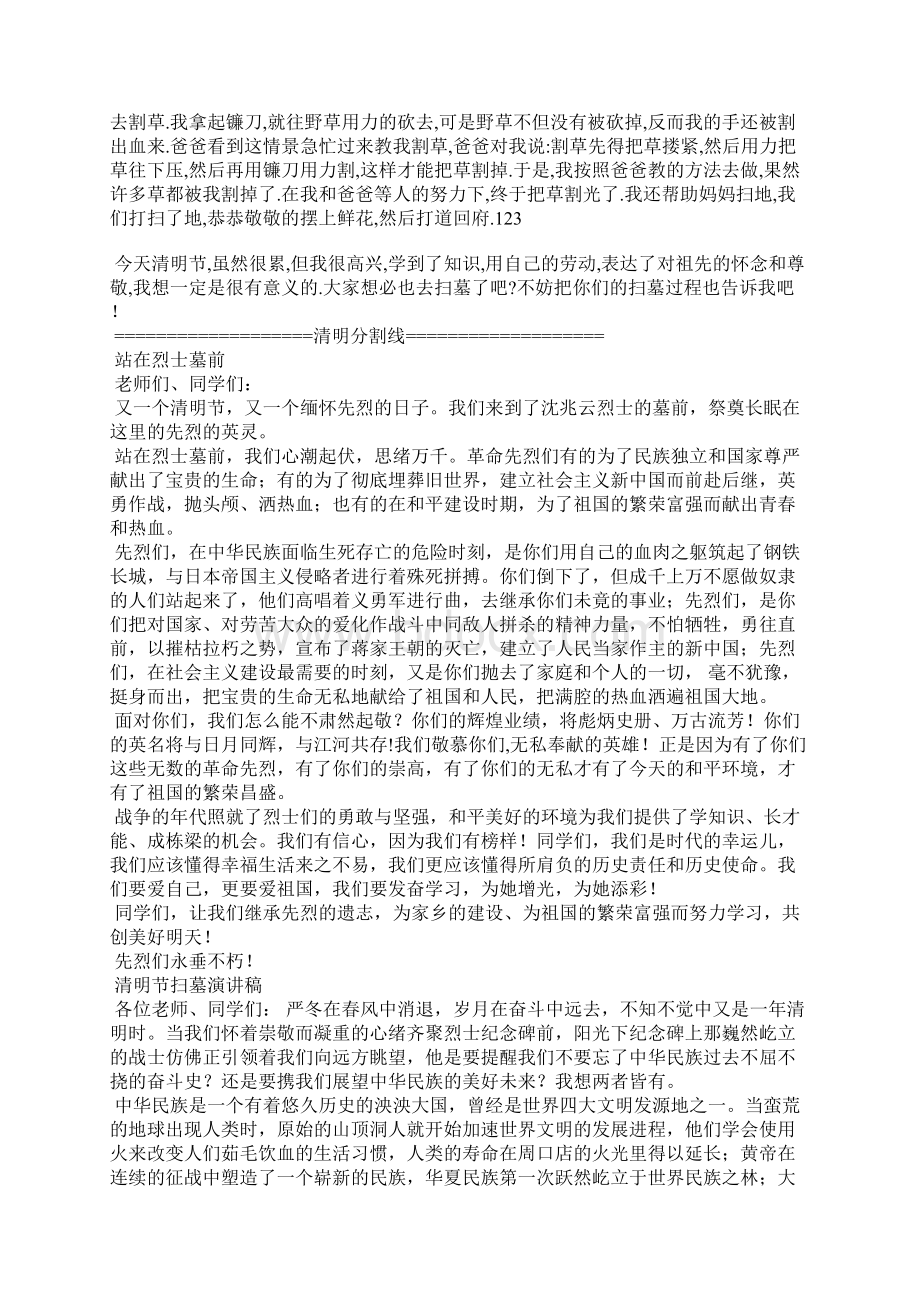 烈士陵园扫墓演讲稿Word文档下载推荐.docx_第3页