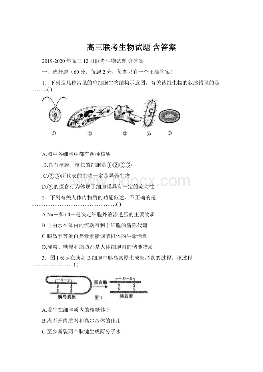 高三联考生物试题 含答案文档格式.docx_第1页