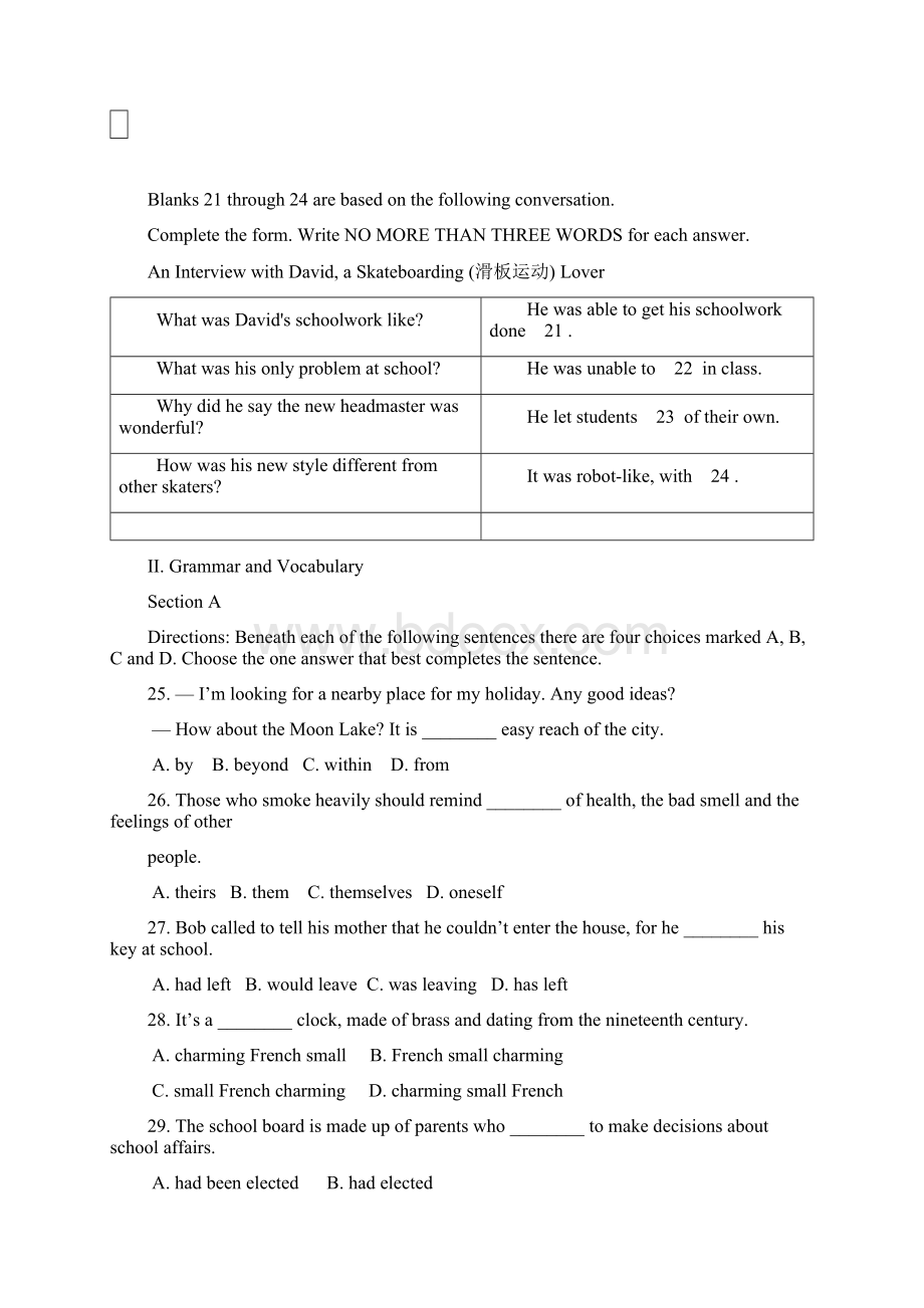 高考真题英语试题上海卷 Word版齐全含答案Word格式文档下载.docx_第3页