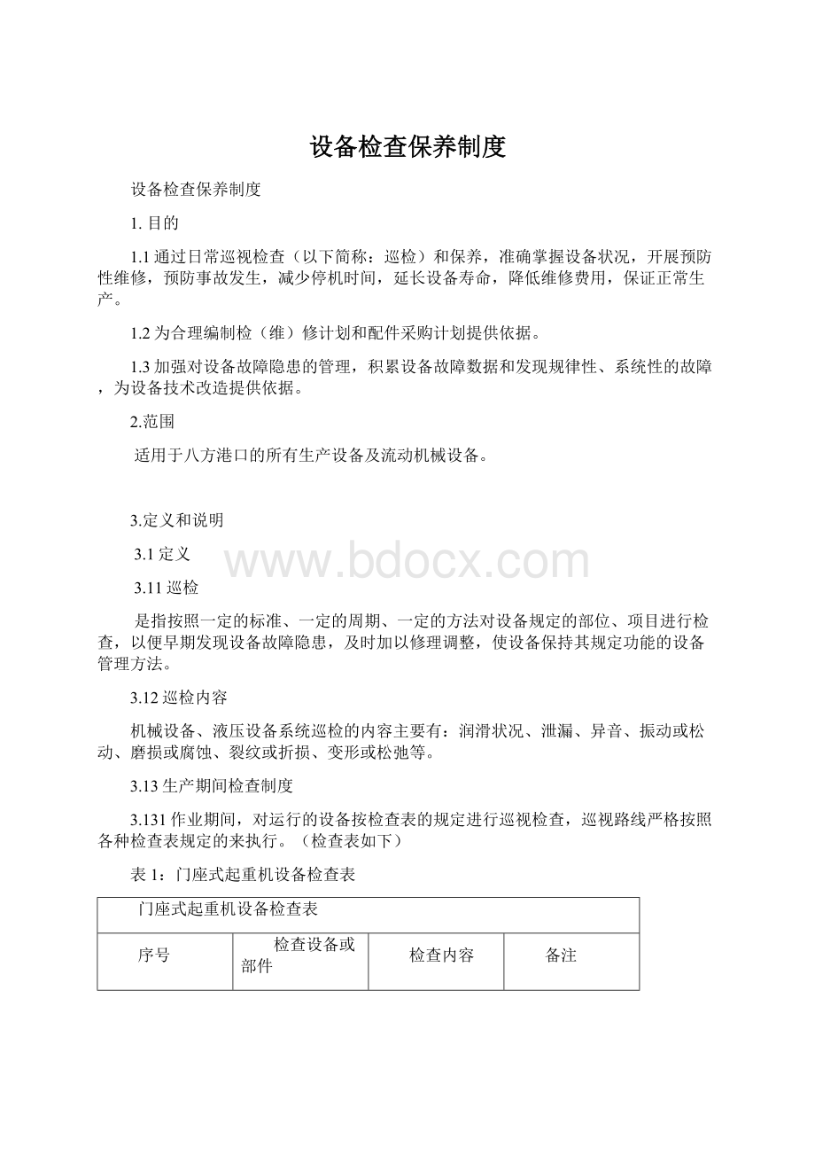 设备检查保养制度Word文档格式.docx