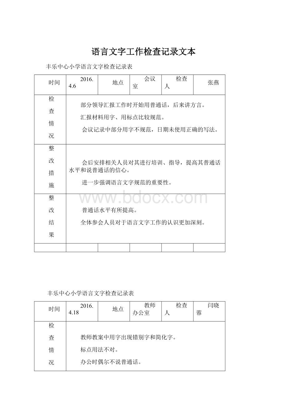 语言文字工作检查记录文本.docx_第1页