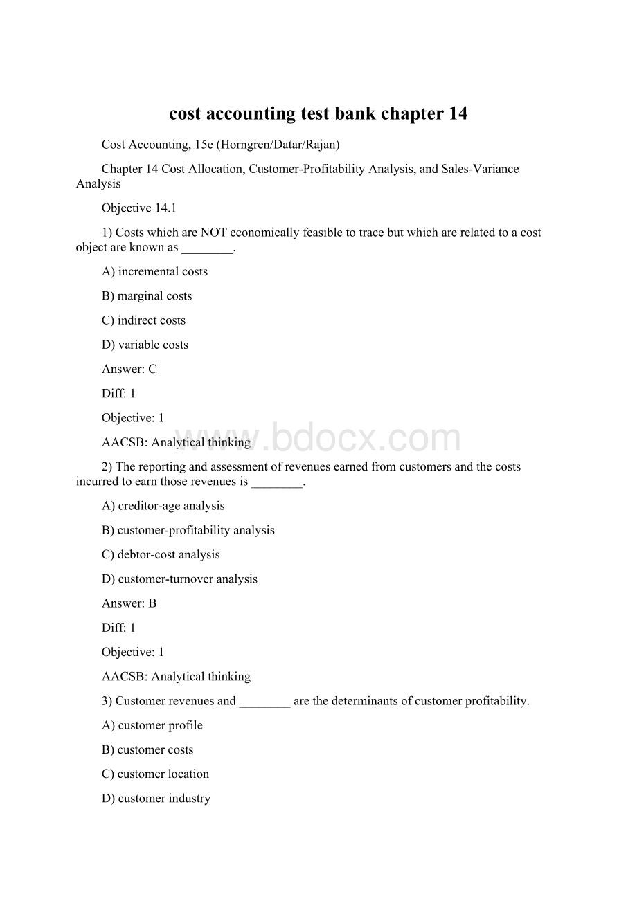 cost accounting test bank chapter 14.docx_第1页