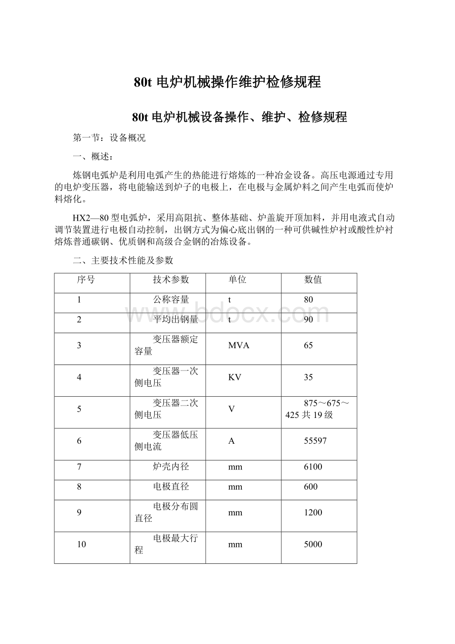 80t 电炉机械操作维护检修规程.docx