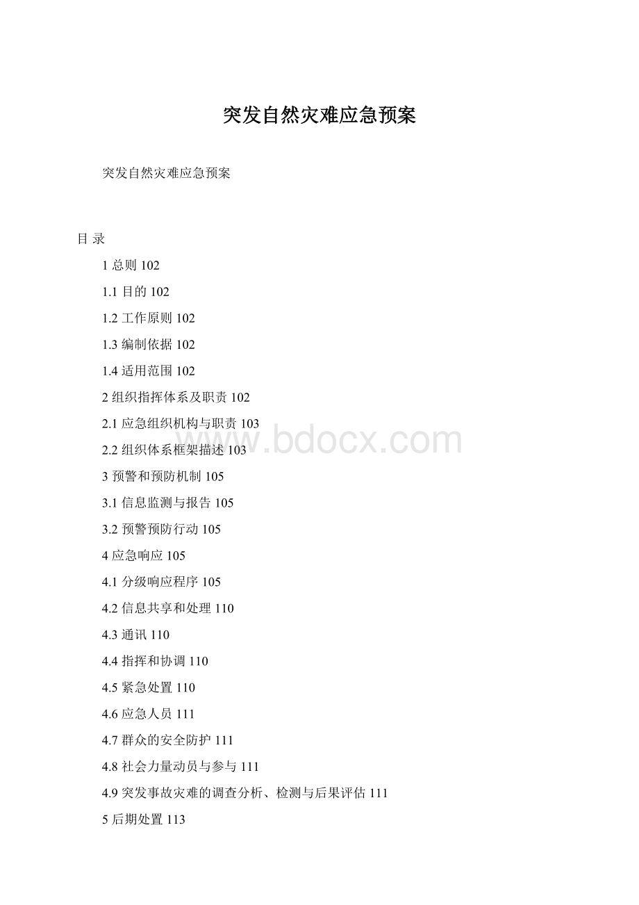 突发自然灾难应急预案文档格式.docx