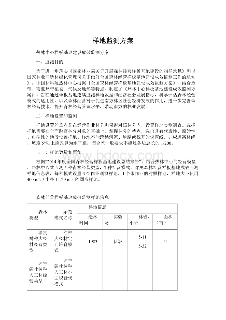 样地监测方案Word文件下载.docx