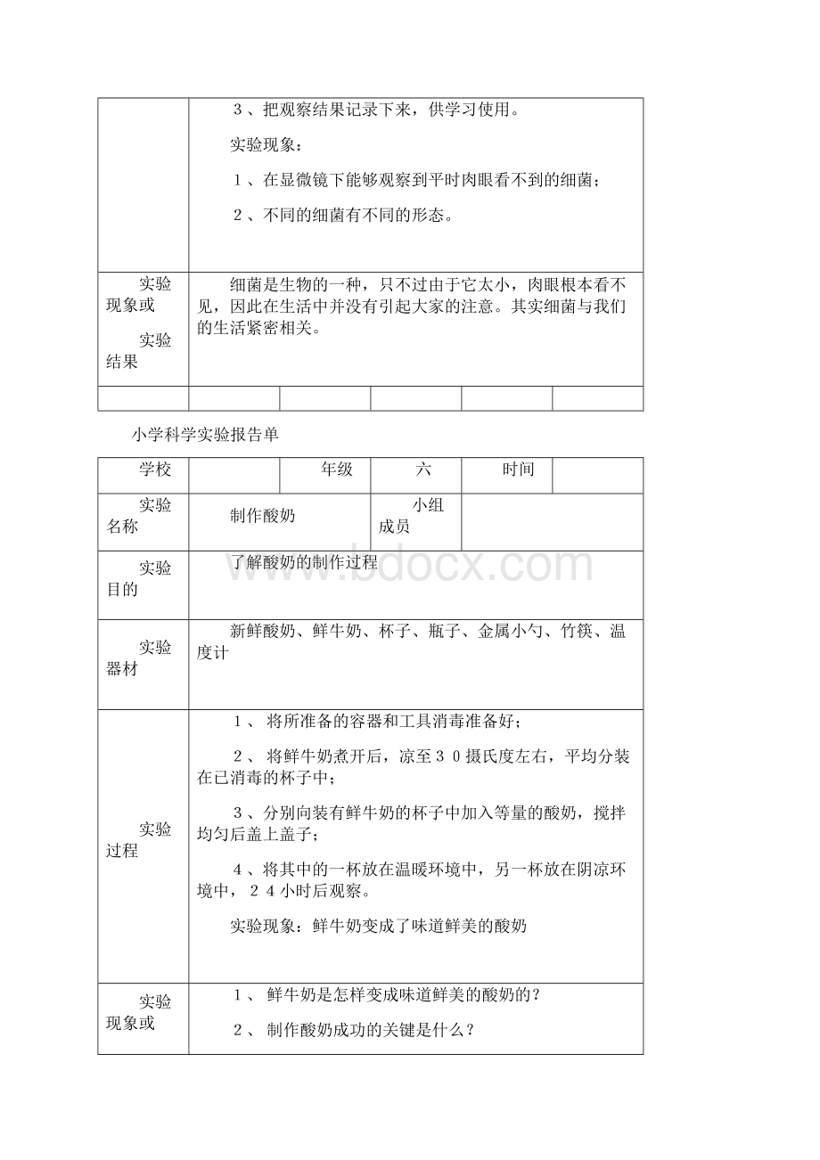 最新河北版小学六年级上册科学实验报告.docx_第3页