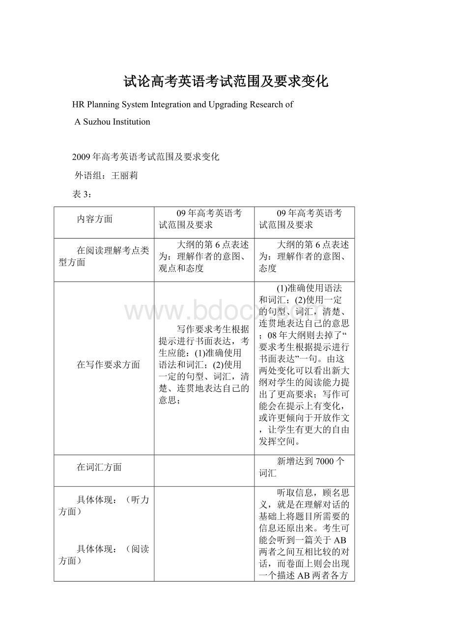 试论高考英语考试范围及要求变化Word文件下载.docx