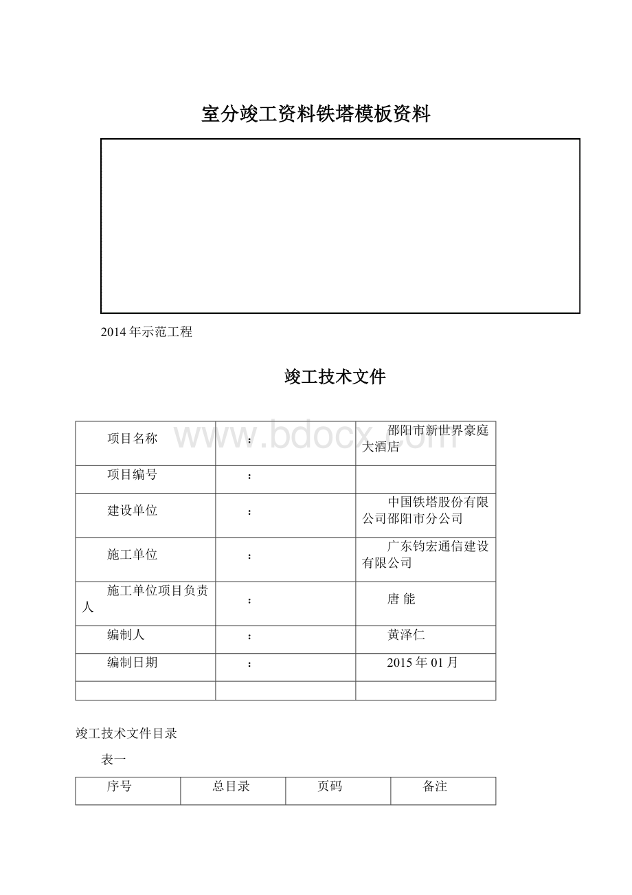 室分竣工资料铁塔模板资料Word格式文档下载.docx