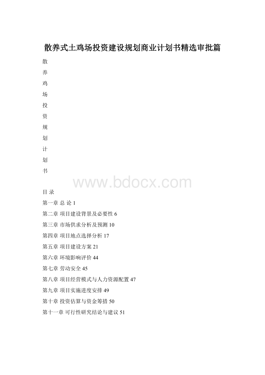 散养式土鸡场投资建设规划商业计划书精选审批篇Word文档格式.docx