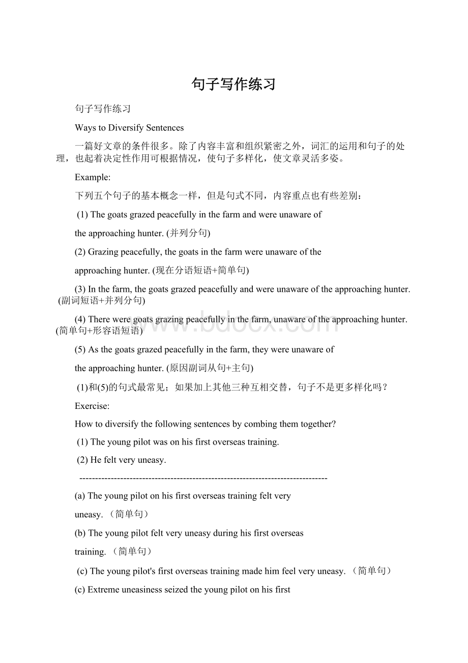 句子写作练习Word格式.docx_第1页