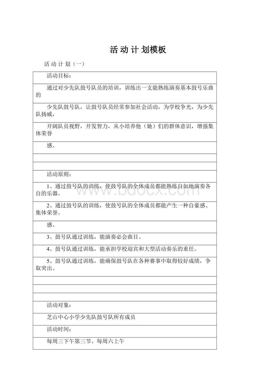 活动计划模板Word文档格式.docx